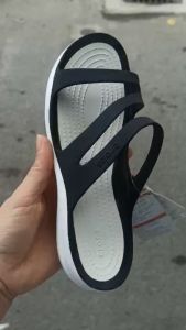 Giày dép crocs(Chính hãng)Dép lê nhựa cross wave màu đen TRẮNG dành cho nữ