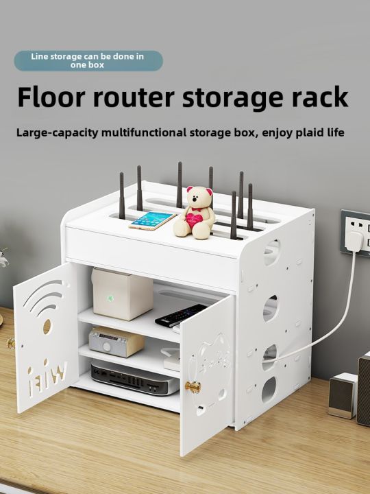 Pvc Router Rak Wall-Mounted Router Cable Storage Box Wireless Wifi Top Box Shelf No ...