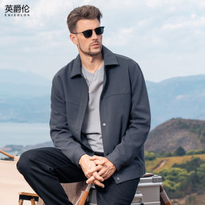 Enjeolon | Business Casual Mens Jacket Twill Texture Turn-down Collar