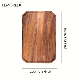 KEMORELA 1PCS Solid Wooden Octagon Square Serving Desserts Trays Suitable For Placing Fruits Bread Restaurant Serving Accessorie