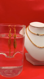 Saudi gold 18k pawnable legit pure gold Transport pearl flower tassel earrings as a gift for women hypoallergenic