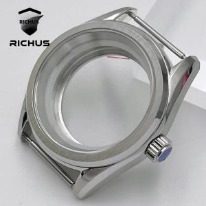 Vỏ Đồng Hồ Bằng Thép Không Gỉ Màu Bạc RICHUS 38mm Với Mặt Kính Sapphire Chống Nước 100m Cho Bộ Máy NH35 NH36 NH34 ETA2824 PT5000 Miyota8215-DG