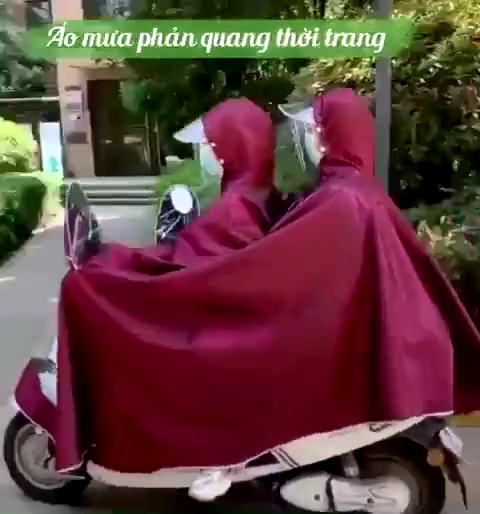Áo mưa 2 đầu có phản quang tiện lợi ( Loại 1 - Siêu Dày ) - Áo Mưa Cánh Dơi Có Kính Che Mưa 1 Người Và 2 Người