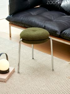 ZOOI HOME Goose Soft Stone Small Stool Lamb Velvet Dopaamine Home Living Room Casual Stool Cream Style Shoe Changing Stool