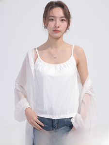miiow | White Strapless Vest Women Summer Thin Anti-Light Inner Wear Sleeveless High Elastic Top Base Shirt With Chest Pad Sweet Style