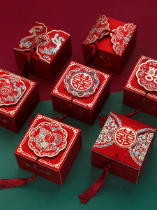 Wedding Candy Box Sugar Holder Paper Bag Packaging Chinese Style Vintage Decorated Wedding Celebration Gift Box