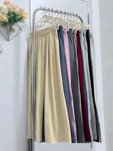 plus Size Womens Lazy Style Summer High Waist Wide Leg Casual Pants Ice Silk Loose Elastic Waist Comfortable plus Size Trousers