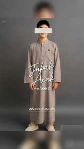 Jubah ANAK Gamis Laki-laki MAROKO Lis Garis Lengan Panjang Katun Madinah Kerah Mandarin Formal Melleonlain
