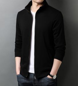 Mens Jacket Casual Coat Korean Spring and Autumn New Middle and Young Standing Collar Dads Solid Color Thin Top