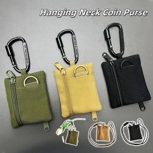 Hanging Neck Coin Purse Oxford Cloth Mini Coin Card Holder Hanging Neck Zipper Pouch Key Small Bag