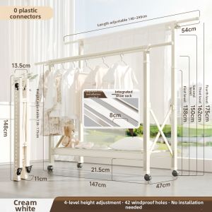 MINGZHI | Outdoor Windproof Mobile Folding Aluminum Clothes Drying Rack