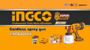 INGCO 20V CORDLESS SPRAY GUN | MAX VISCOSITY 120DIN | CSGLI20042 CSGLI2004