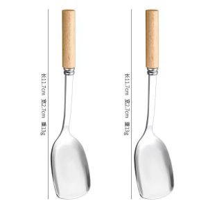 Thickened Stainless Steel Mini Small Shovel Soup Spoon Wooden Handle Childrens Kitchen Utensils DIY Shrink Food Play Tools