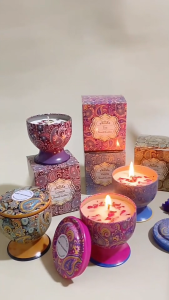 เทียนหอมสปา เทียนหอม Box Set 4ชิ้น เทียนหอมอโรม่า ตลับอโรม่า บรรยากาศ ขนาด130g เทียนหอมครายเครียด