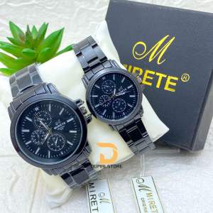 MIRETE Jam Tangan Couple Analog Tipe 9040A Rantai Stainless Water Resistant Free Box Realpict By Dumai.Store