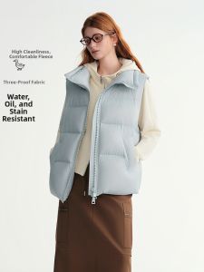DUSHU | Plus Size Down Vest Water Repellent Double Zipper