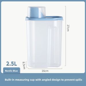 Large Home Use Laundry Powder Storage Box Multi-Functional Covered Container with Measuring Cup Plastic Storage Bottle Small Jar