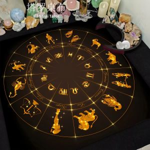 VIKAMA Cung Hoàng Đạo Chữ Số La Mã Tarot Khăn Trải Bàn Polyester Mềm Huyền Bí Huyền Bí Bàn Thờ Bói Toán Thảm Phong Cách Hiện Đại Trang Trí Nhà