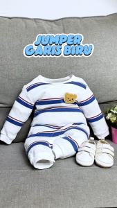 Baju jumper anak lengan panjang usia 0-2 tahun Import Motif GARIS BIRU PUTIH / ala korea JMP-9278
