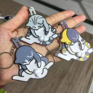 ความแปลกใหม่สร้างสรรค์ดึงเล่นไข่แมวพวงกุญแจจี้น่ารักตลกหมุนได้อะคริลิกระเป๋าจี้สําหรับของขวัญ