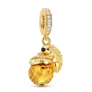 Chất Liệu Bạc 925 Vàng Nấm Lá Phong Quả Trứng Cá Nhím Charm Phù Hợp Với Ban Đầu Vòng Tay Cho Nữ Món Quà Mùa Thu