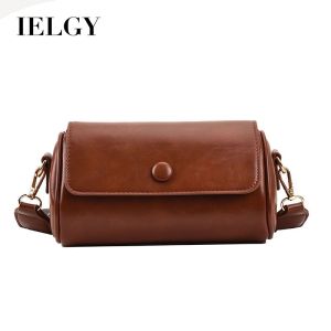 Ielgy PU Retro Túi nữ kết cấu túi đưa thư đeo vai băng thông rộng dễ phối túi hình trụ giản dị đơn giản