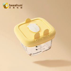 Beeshum เด็กทารก กล่องเก็บอาหารชามแก้วขนาดเล็กสําหรับนึ่งแช่แข็งและทําอาหาร เด็กทารก ภาชนะบรรจุอาหารเสริมเหมาะสําหรับอายุ 4-12 เดือน