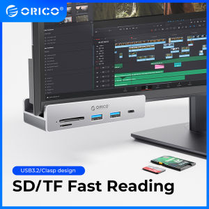 ORICO USB Hub 3.2 Hub 6-Port Type C Expansion with Power Connector 10Gbps Protocol High-Speed Transmission SD TF Card Fast Reading Usb Port Hub Usb Extension