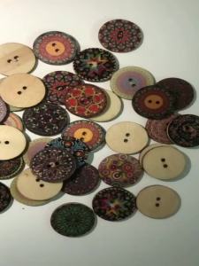 Colorful Wooden Vintage Printed Buttons Festive Decorative Accessories for DIY Crafts