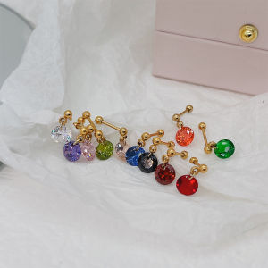 Flashy Diamond Pendant Sweet Heart Shaped Colorful Earrings Titanium Steel Fashion Jewelry for Women Korean Style Accessories