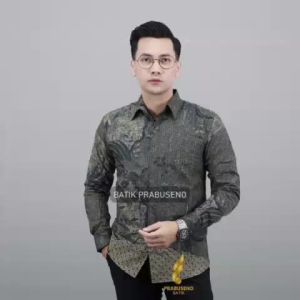 Prabuseno REGHAN #2 Original 100% Kemeja Batik Pria Prabuseno Atasan Lengan Panjang Slimfit Bahan Katun Printing Premium Halus Adem Nyaman Lapis Furring Premium Baju Batik Dewasa Modern Mewah Seragam Kerja Kantor