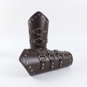 1pc/pcs Men Medieval Cosplay PU Leather Armor Arm Warmers Lace-Up Viking Pirate Knight Gauntlet Wristband Bracer Steam Punk