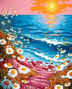 Kayou | River Paint By Numbers Picture Decorative Paintings Landscape Easy Acrylic on Canvas Create Wall Art Acrylic Frameless