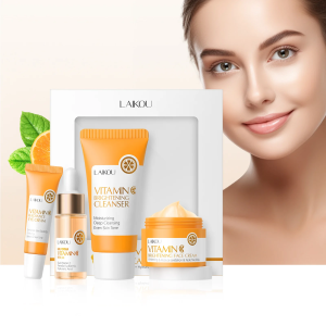 Anti Aging Vitamin C Brightening Skin Care Kit Hydrating Serum Moisturizer Eye Cream Face Treatment Cleanser