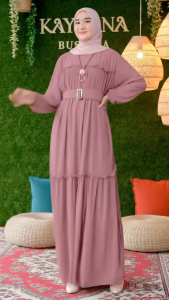 Gamis Rempel Bawah Susun Modis / Gamis Wanita Crinkle Lebaran