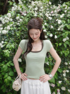THROUS | Áo Thun Ôm Body Cổ U Chống Lão Hóa Vai Đều Tencel