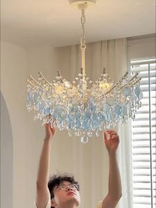 JIASHIDA | French Vintage Blue Shell Crystal Pendant Light