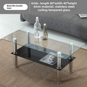 Modern Minimalist Living Room Glass Coffee Table Rectangular Tempered Double Layer Transparent Small Household Tea Table