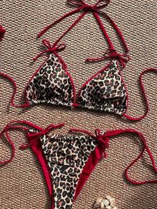 Digital Print Ladies Two-Piece Bikini Swimsuit Casual Surfing Style with Chest Pad No Steel Support Polyester Material