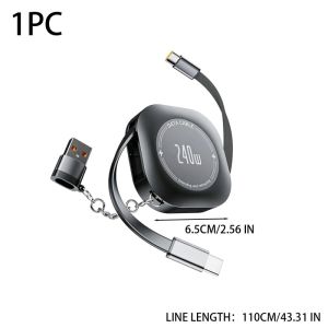 4-in-1 Retractable Multi-Port Adapter Cable for 240W Super Fast Charging with Thicker Inner Wires