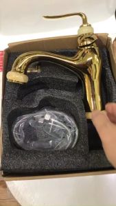 Vòi rửa mặt thân cao mạ vàng GRV 8766B