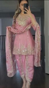 [Pre Order] Launching New Designer Party Wear Look Top Dhoti Salwar and Dupatta