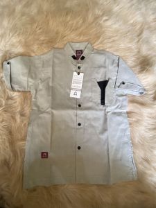 Baju Kemeja Muslim Trendy Kekinian Anak Laki Laki Lengan Pendek Koko Kemko Dzaky Kids Grey