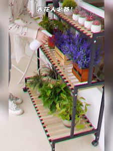 [Size M dài 60cm] Kệ bậc thang để chậu cây có bánh xe HouService. Kệ để cây cảnh ban công phòng khách