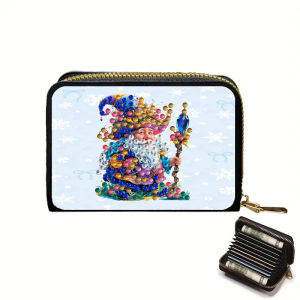 1 DIY diamond painting Christmas-themed card case with crystal gemstones irregular diamond mosaics and PU leather decoration