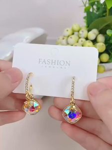 Bông tai đáng yêu dễ thương - bong tai nữ kiểu vàng 18k bong tai dài đính đá hoa tai nữ cá tính ngầu khoen tai nữ bông tai cute giá rẻ SA612.45748 đôi bông bông tai dây dài BSTKL - [NaLa Shop]