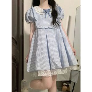 Váy Cổ Búp Bê Kiểu Pháp Mùa Hè Cho Nữ Tay Bồng Cổ Hai Lớp Thiết Kế Đa Năng Váy Chữ a Cạp Cao Mùa Xuân 2025