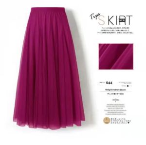Mesh Skirt wanita pinggang tinggi fesyen Slim Slim Mid-panjang Tutu Skirt