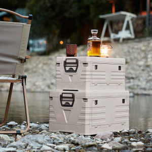 Outdoor Camping Picnic Table Foldable Storage Box Car Organizer Modern Simple Style Plastic Box for Home Garden Travel Use