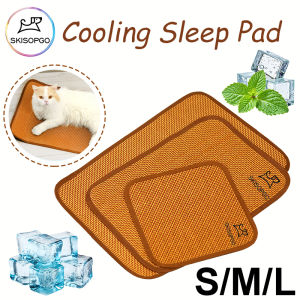 SKISOPGO Pet Cooling Sleep Pad Summer Bamboo Rattan Mattress Cat Puppy Dog Sleeping Mat